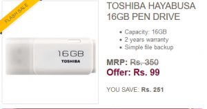 EBay Flash Sale, eBay Rs.99 Toshiba Pendrive