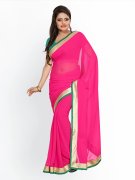 buy Florence Pink Chiffon Fashionable Saree and get 75% Off