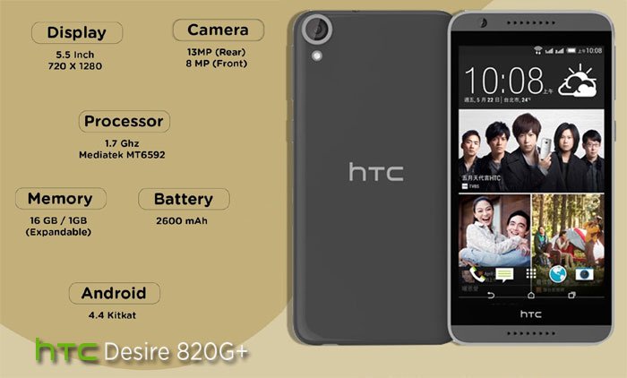 HTC DESIRE 820G+: Dual Sim Octa Core Android Phone from HTC with 13MP Camera