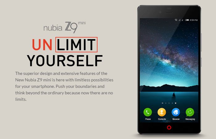 ZTE Nubia Z9 Mini: A camera phone offering 2GB of RAM with a 1.5GHz processor and an android platform