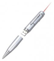 Microware Silver Pen With Laser Pointer Shape 16GB Pen Drive